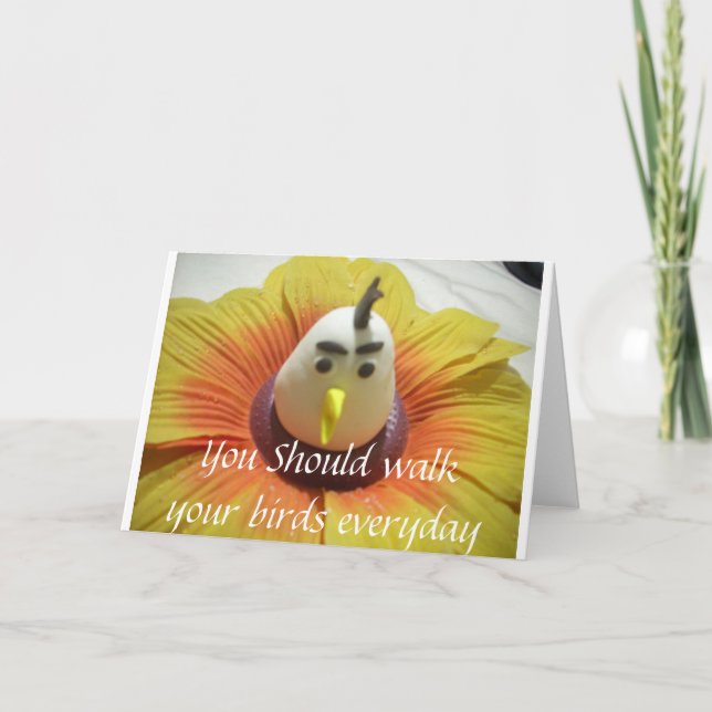 Carte Oiseau sculpté en Tournesol Imprimer (Devant)