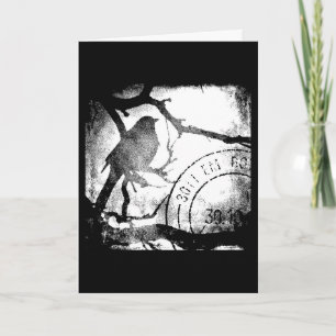 Carte Oiseau sur une branche Monochrome