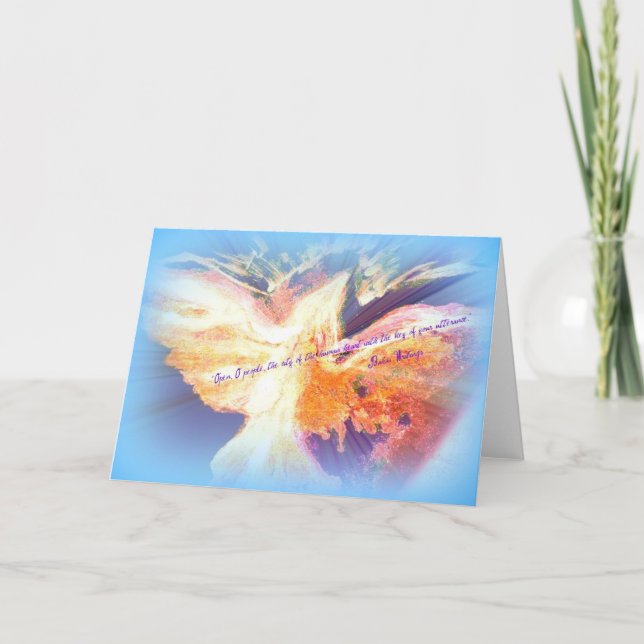 Carte Oiseau volant avec citation Baha'i (Devant)