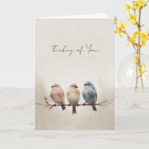 Carte Oiseaux à l'aquarelle sur une branche Pensées pour