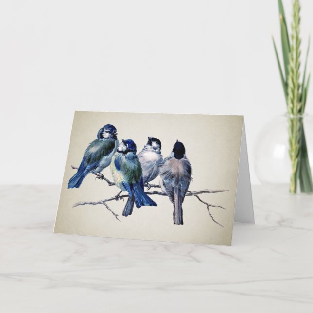 Carte Oiseaux bleus sur la branche (Devant)