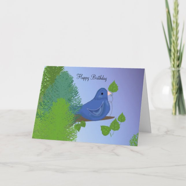 Carte Oiseaux bleus voeux d'anniversaire (Devant)