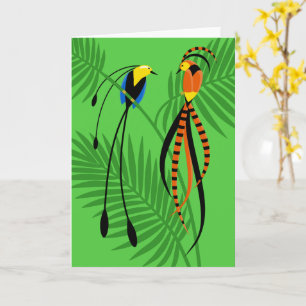 Carte Oiseaux colorés et lumineux du paradis blanc
