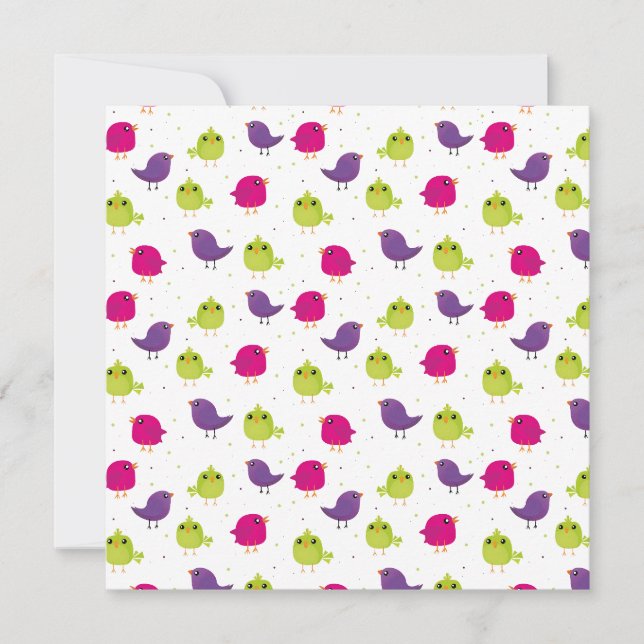 Carte Oiseaux colorés mignons  (Devant)