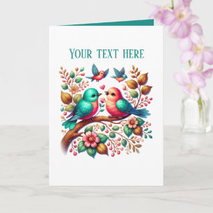 Carte Oiseaux d'amour mignons Mariage ajouter texte