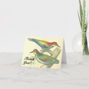 Carte Oiseaux dans un arbre, "Merci !", Vintage