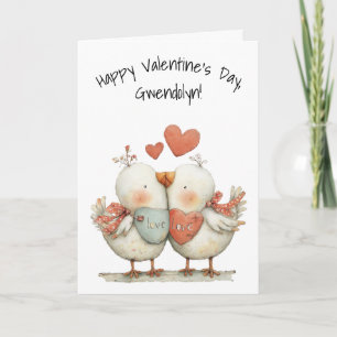 Carte Oiseaux de l'amour fantaisistes Joyeuse Saint-Vale