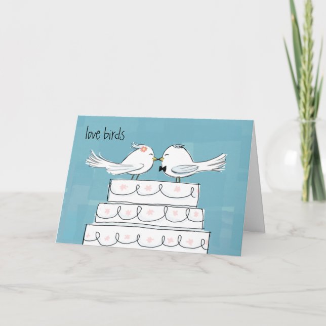 Carte Oiseaux de l'amour Mariage Mariée et Marié Félicit (Devant)