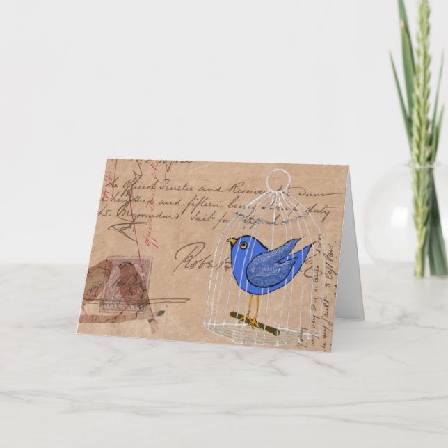 Carte Oiseaux et Ephémère, Anniversaire (Devant)