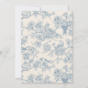 Carte Oiseaux et fleurs de cerisier en bleu et blanc cas