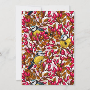 Carte Oiseaux et hanches roses de chien