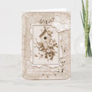 Carte Oiseaux Et Maison Shabby Chic