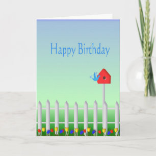 Carte Oiseaux et volière de joyeux anniversaire