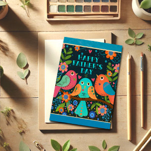 Carte Oiseaux mignons Fête des pères Inspirivité