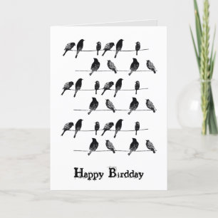 Carte Oiseaux noirs en fils d'anniversaire