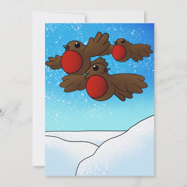 Carte Oiseaux Robin de Noël (Devant)