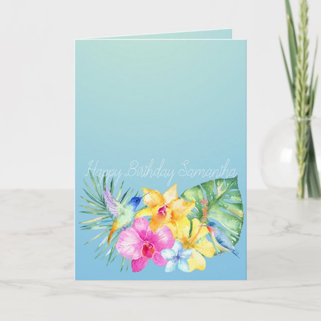 Carte Oiseaux tropicaux Ombre floral (Devant)