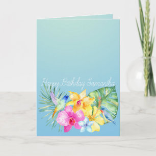 Carte Oiseaux tropicaux Ombre floral