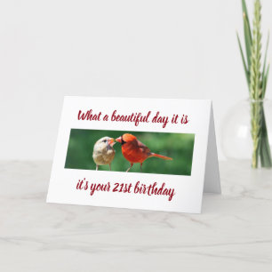 CARTE OISEAUX TWEETANT VOTRE **21E ANNIVERSAIRE SOUHAITS