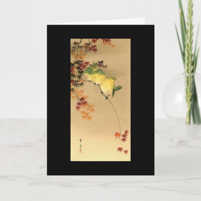 Carte Oiseaux verts sur l'érable, Art japonais c.1800 (Devant)