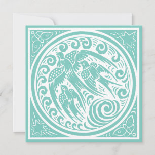 Carte Oiseaux vintage avec papillons et étoiles