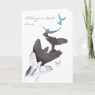Carte Oiseaux volants à l'ombre de la main Illusion Art 