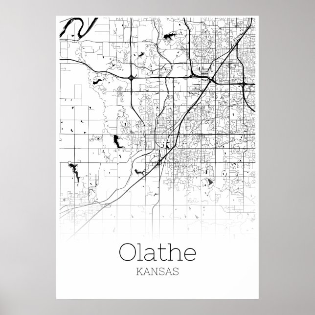 Carte Olathe - Kansas - Poster de la carte de la v (Devant)