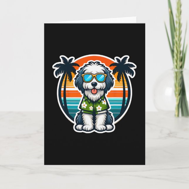 Carte Old English Sheepdog Dog Owner Summer Vibes Vacati (Devant)