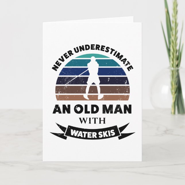 Carte Old Man Water Skis Drôle Cadeau Papa (Devant)
