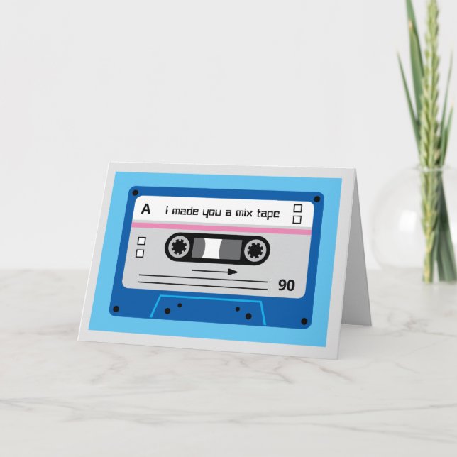 Carte Old Skool Dark Blue Cassette Mix Tape Greetings (Devant)
