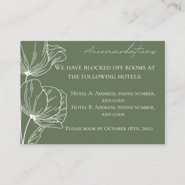 Carte Olive Green Accomdations (Devant)