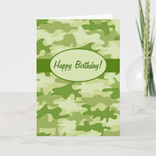 Carte Olive Green Camo Camouflage Happy Birthday Custom