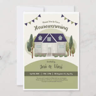 Carte Olive Green Invitation, Nouvelle Fête Maison