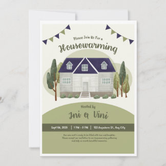 Carte Olive Green Invitation, Nouvelle Fête Maison