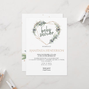 Carte Olive sprigs-Baby shower Invitation.