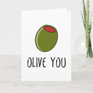 Carte Olive You, Pun, Funny I Love You, Saint Valentin