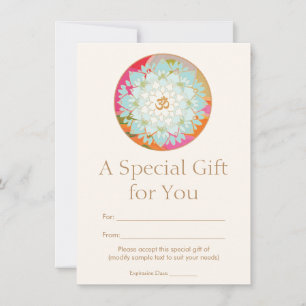 Carte Om Lotus Fleur Spirituelle Santé Certificat Cadeau