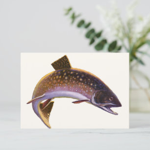 Carte Omble de fontaine, pêche sportive vintage pêcheur