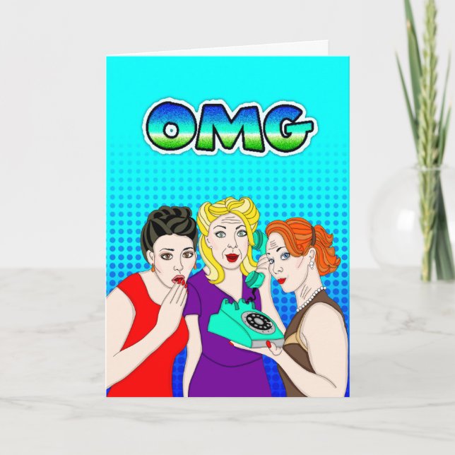 Carte OMG Big News ou Gossip disent Bonjour amitié (Devant)