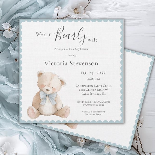 Carte On Peut Attendre Teddy Bear Baby shower (Créateur téléchargé)