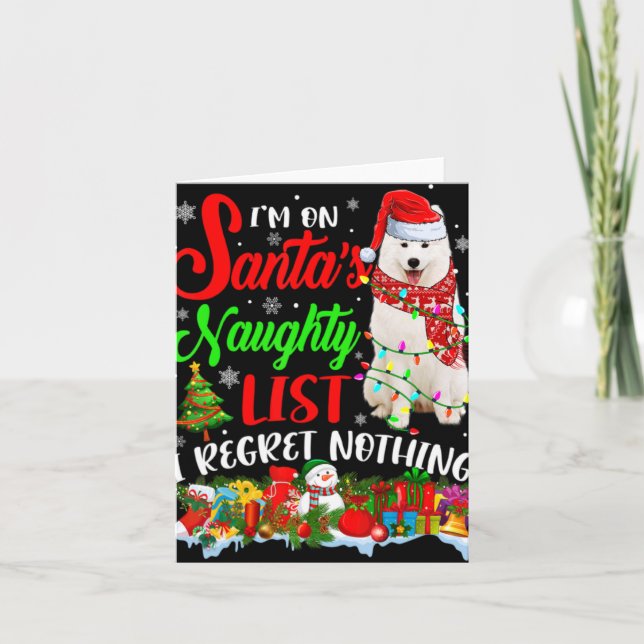Carte On Santas Naughty List Xmas American Eskimo T Shir (Devant)