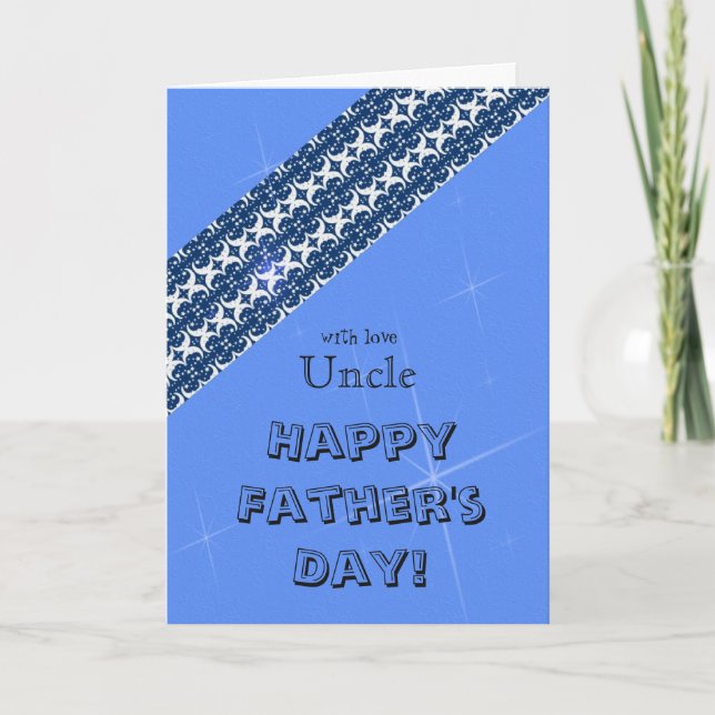 Carte Oncle - Bonne Fête des pères - Bleu/Étoiles/Motif (Devant)