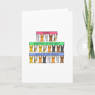Carte Oncle Joyeux Chats de dessin d'anniversaire