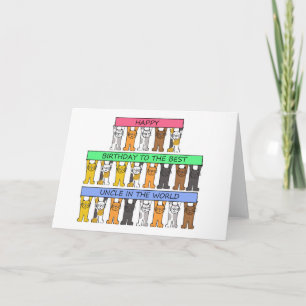 Carte Oncle Joyeux Chats de dessin d'anniversaire