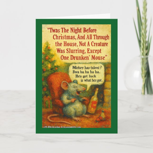 Carte One Drunken' Mouse – Christmas Card Chaos (Devant)