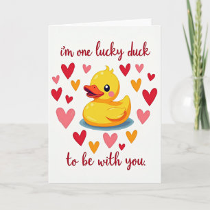 Carte One Lucky Duck Love Hearts