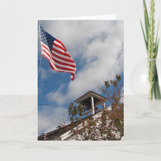 Carte One Room School & American Flag, Happy 4 juillet (Devant)