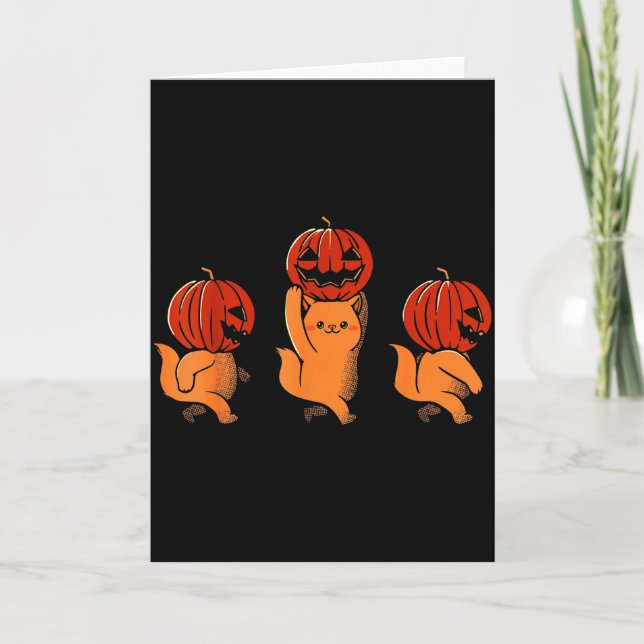Carte One Two Three Cute Kittens Pumpkin Halloween Soky  (Devant)