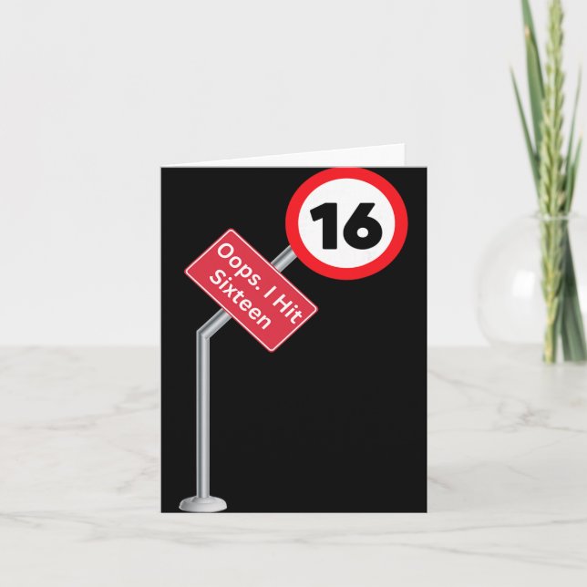 Carte Oops I Hit Sixteen Funny 16th Birthday Boy Girl Ne (Devant)