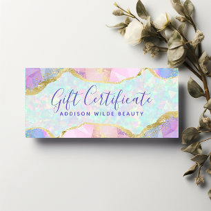 Carte Opal Gemstone Pastel Certificat Cadeau Iridescente